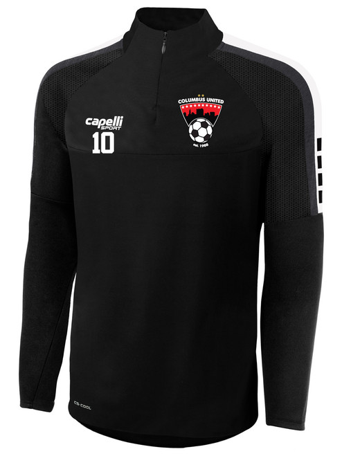 COLUMBUS UNITED  MADISON 1/4 ZIP   TECHNICAL   TRAINING TOP BLACK WHITE