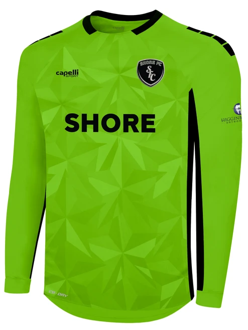 SHORE FC PITCH STAR LONG SLEEVE GOALKEEPER JERSEY WITHOUT PADDING NEON GREEN BLACK -KIT