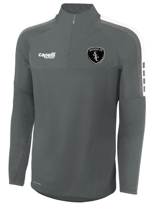 SHORE FC MADISON 1/4 ZIP TECHNICAL TRAINING TOP MEDIUM GREY WHITE