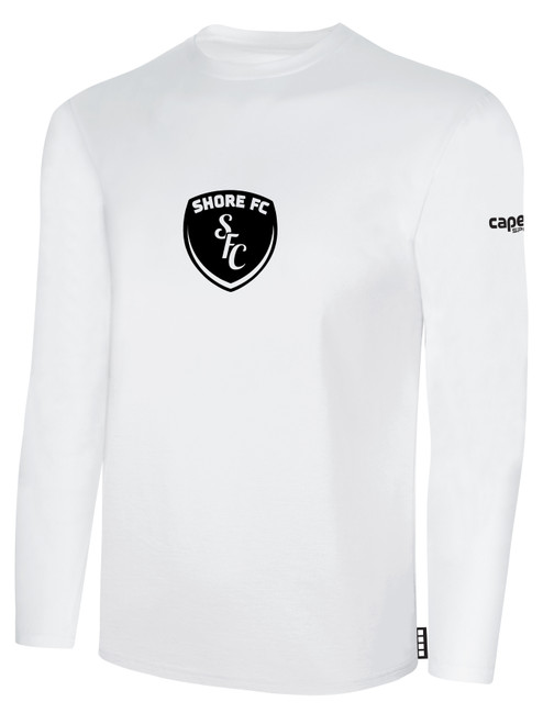 SHORE FC BASICS LONG SLEEVE COTTON TEE CREST CENTER CHEST WHITE BLACK