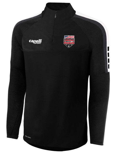 PATRIOT SOCCER MADISON 1/4 ZIP TECHNICAL TRAINING TOP BLACK WHITE