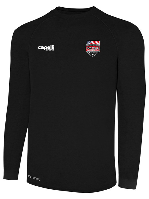 PATRIOT SOCCER BASICS II LONG SLEEVE TRAINING JERSEY CREST LEFT CHEST BLACK WHITE