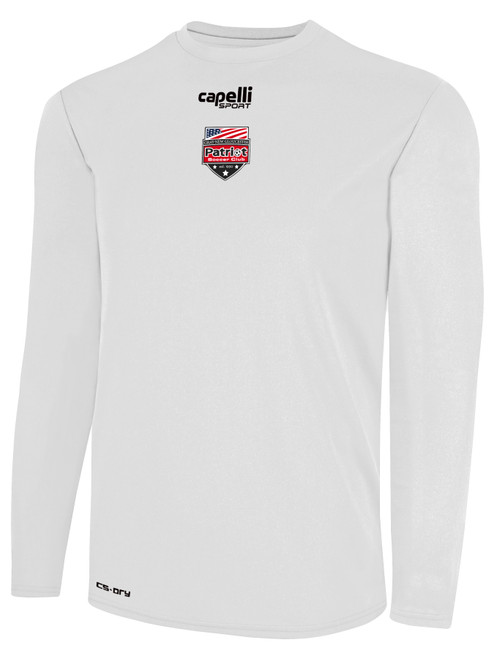 PATRIOT SOCCER BASICS CREW NECK LONG SLEEVE POLY TEE WHITE