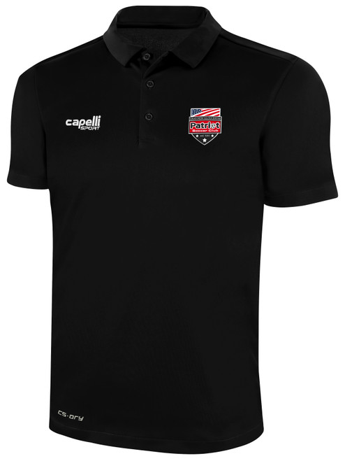PATRIOT SOCCER CLASSICS POLY POLO BLACK WHITE