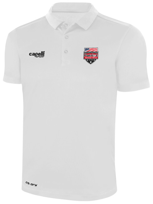 PATRIOT SOCCER CLASSICS POLY POLO WHITE BLACK