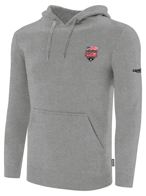 PATRIOT SOCCER BASICS FLEECE PULLOVER HOODIE CREST LEFT CHEST LIGHT HEATHER GREY BLACK