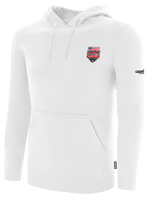 PATRIOT SOCCER BASICS FLEECE PULLOVER HOODIE CREST LEFT CHEST WHITE BLACK
