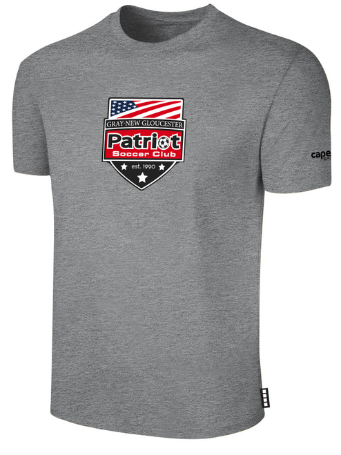 PATRIOT SOCCER BASICS COTTON TEE CREST CENTER CHEST LIGHT HEATHER GREY BLACK