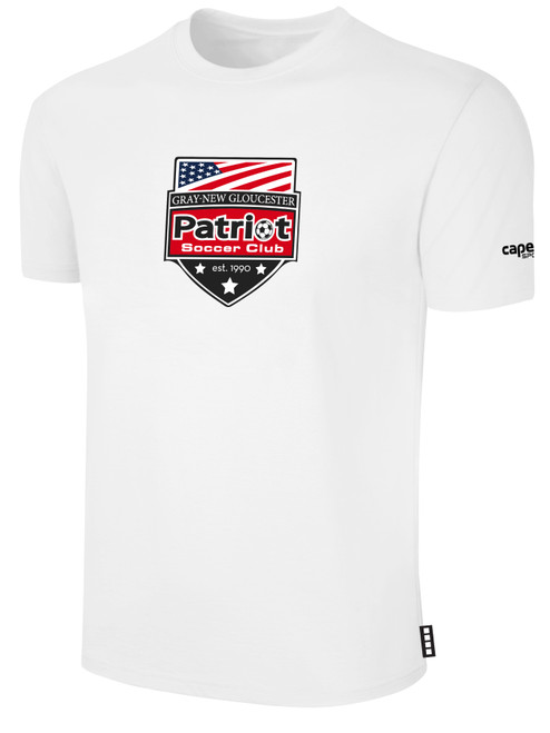 PATRIOT SOCCER BASICS COTTON TEE CREST CENTER CHEST WHITE BLACK