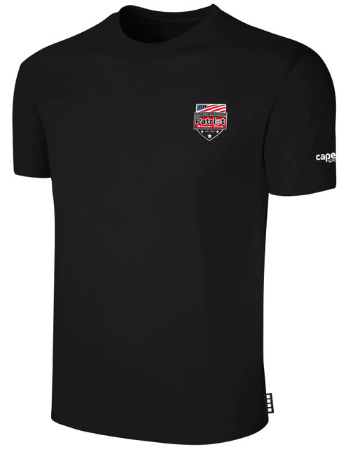 PATRIOT SOCCER BASICS COTTON TEE CREST LEFT CHEST BLACK WHITE