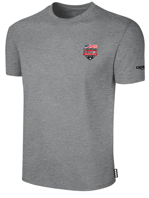 PATRIOT SOCCER BASICS COTTON TEE CREST LEFT CHEST LIGHT HEATHER GREY BLACK