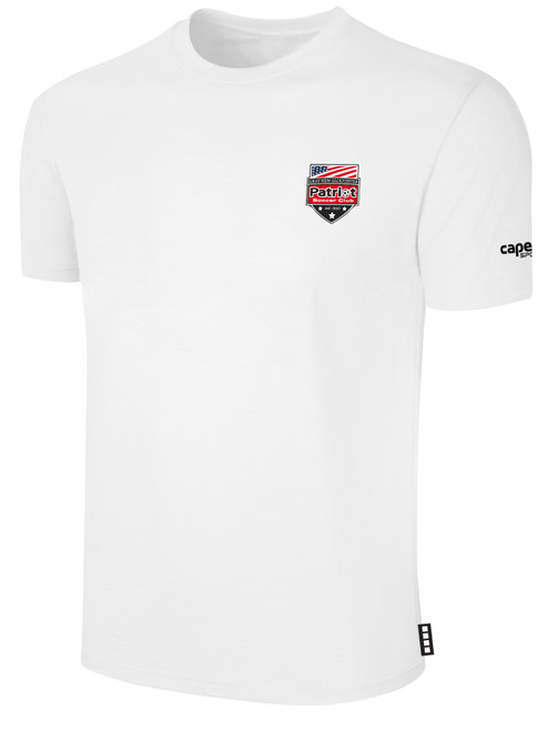 PATRIOT SOCCER BASICS COTTON TEE CREST LEFT CHEST WHITE BLACK