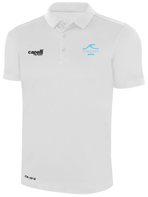 ATLANTIC COUNTY WAVE CLASSIC POLY POLO WHITE BLACK