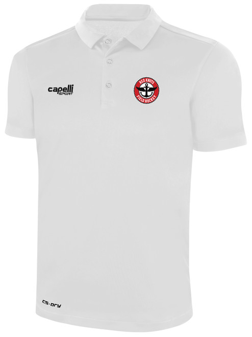 RED KNOTS FH  CLASSICS POLY POLO CREST ON WEARERS LEFT CHEST WHITE BLACK