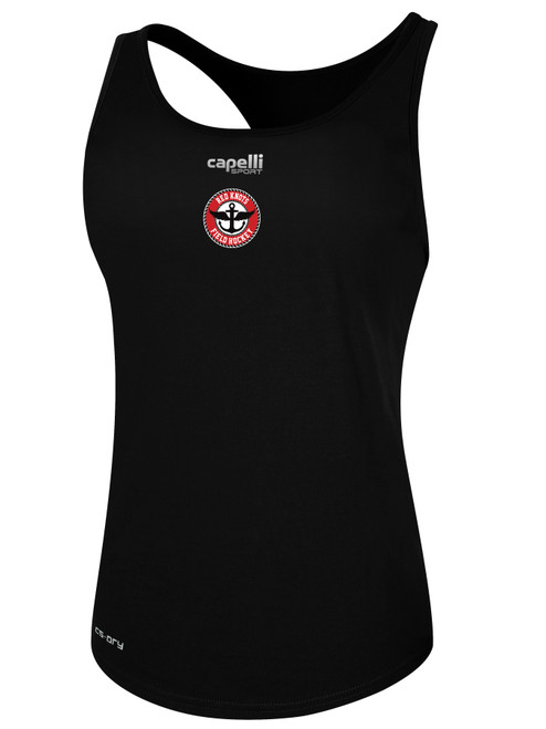RED KNOTS FH  BASICS RACER BACK TANK CREST ON WEARERS CENTER CHEST BLACK