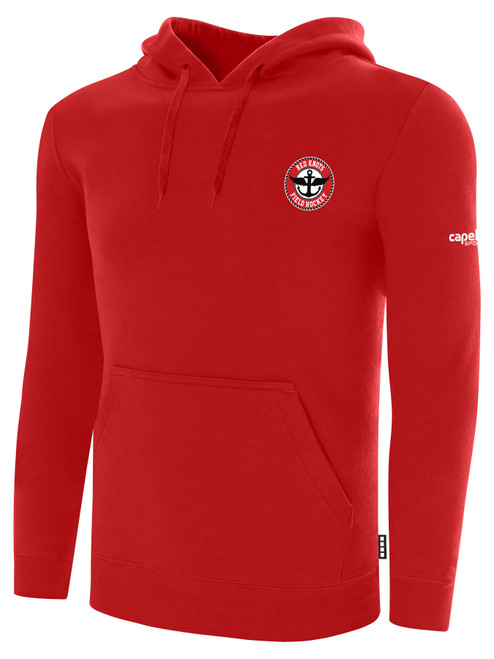 RED KNOTS FH  BASICS FLEECE HOODIE CREST ON WEARERS LEFT CHEST RED WHITE