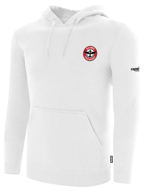 RED KNOTS FH  BASICS FLEECE HOODIE CREST ON WEARERS LEFT CHEST WHITE BLACK