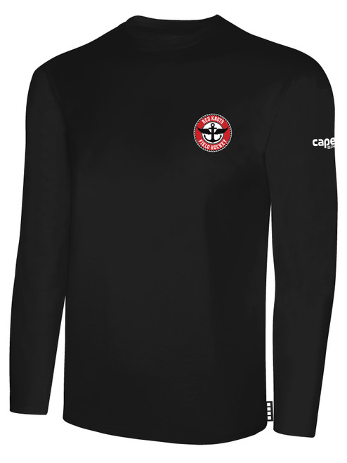 RED KNOTS FH  BASICS COTTON LONG SLEEVE T-SHIRT CREST ON WEARERS LEFT CHEST BLACK WHITE