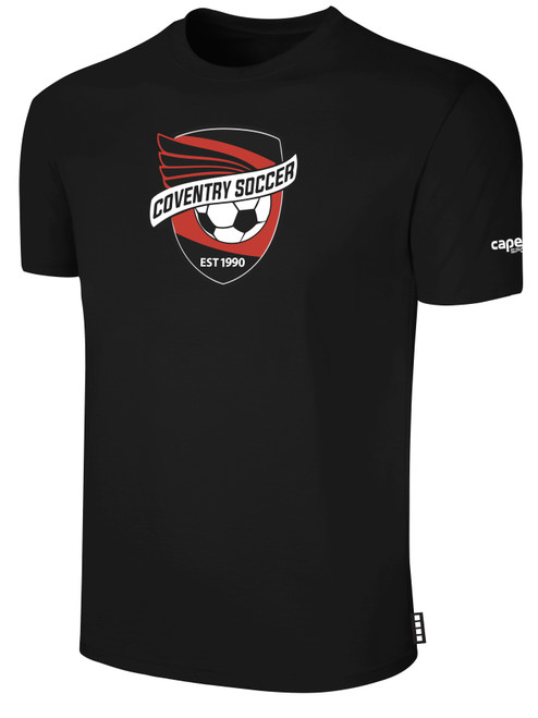 COVENTRY  BASICS COTTON TEE CREST ON WEARERS CENTER CHEST BLACK WHITE