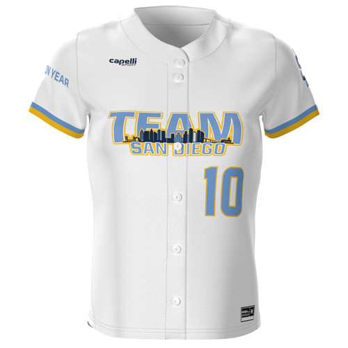 TEAM SAN DIEGO BASE LITE FULL BUTTON JERSEY WHITE POWDER BLUE NAVY