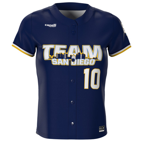 TEAM SAN DIEGO BASE LITE FULL BUTTON JERSEY NAVY ATHLETIC GOLD WHITE