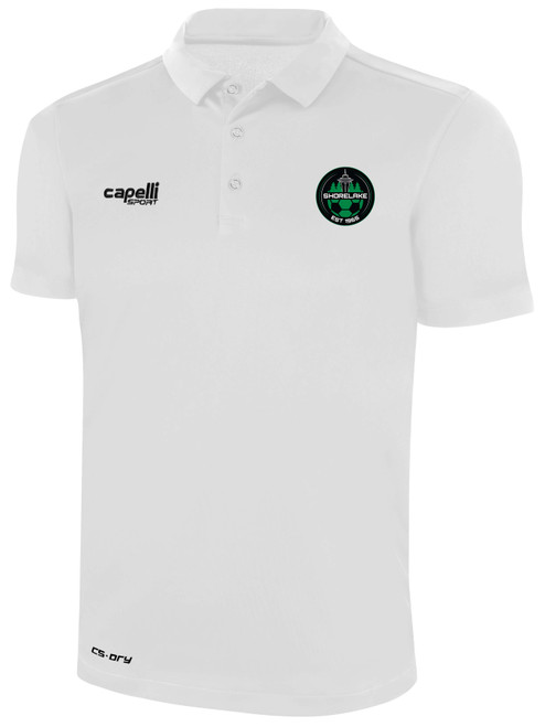 SHORELAKE SC CLASSICS POLY POLO WHITE BLACK