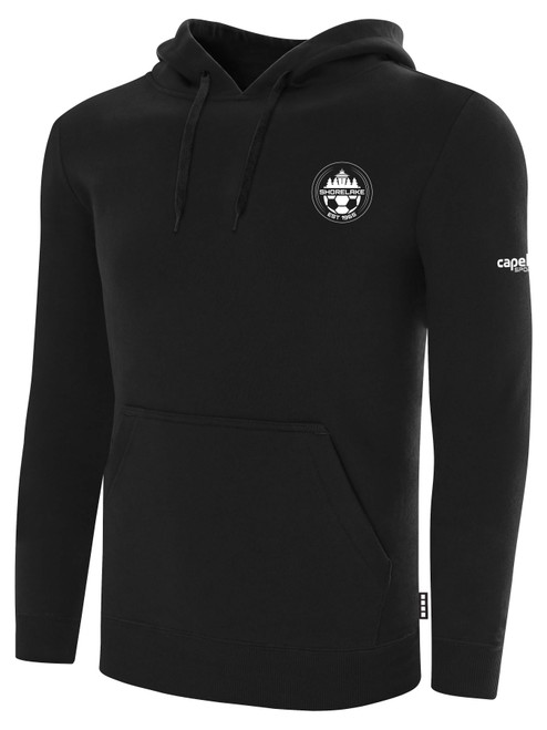 SHORELAKE SC BASICS FLEECE PULLOVER HOODIE CREST LEFT CHEST BLACK WHITE