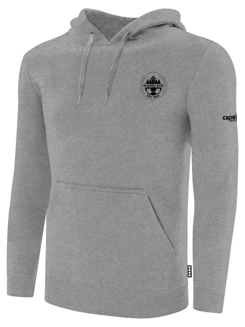 SHORELAKE SC BASICS FLEECE PULLOVER HOODIE CREST LEFT CHEST LIGHT HEATHER GREY BLACK