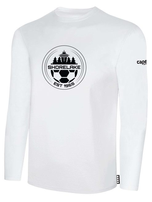 SHORELAKE SC BASICS LONG SLEEVE COTTON TEE CREST CENTER CHEST WHITE BLACK