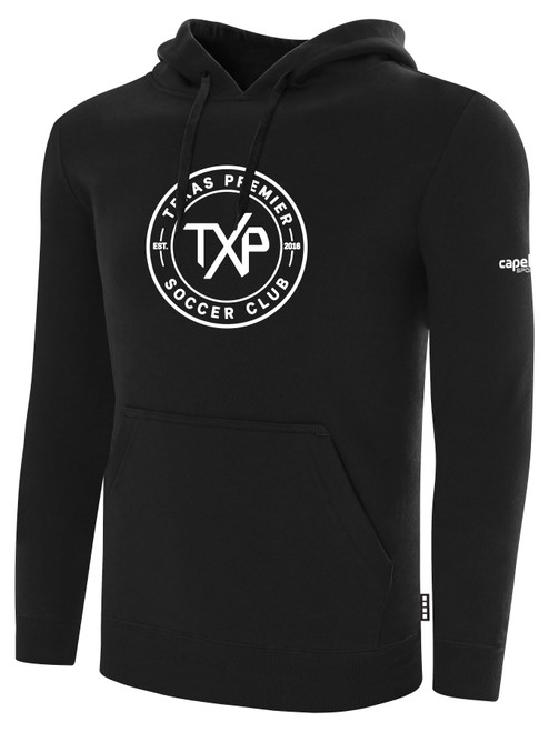 TEXAS PREMIER BASICS FLEECE PULLOVER HOODIE CREST CENTER CHEST BLACK WHITE