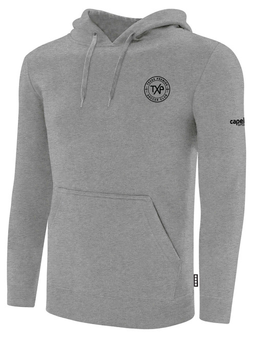 TEXAS PREMIER BASICS FLEECE PULLOVER HOODIE CREST LEFT CHEST LIGHT HEATHER GREY BLACK