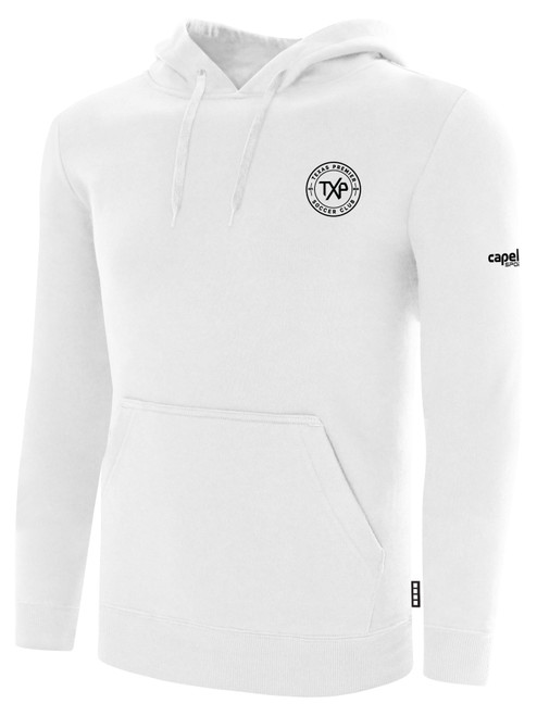TEXAS PREMIER BASICS FLEECE PULLOVER HOODIE CREST LEFT CHEST WHITE BLACK
