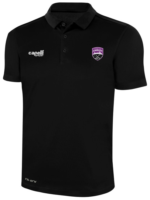 CHARLOTTE AMBUSH FH CLASSIC POLY POLO CREST LEFT CHEST BLACK WHITE