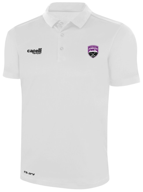CHARLOTTE AMBUSH FH CLASSIC POLY POLO CREST LEFT CHEST BLACK WHITE