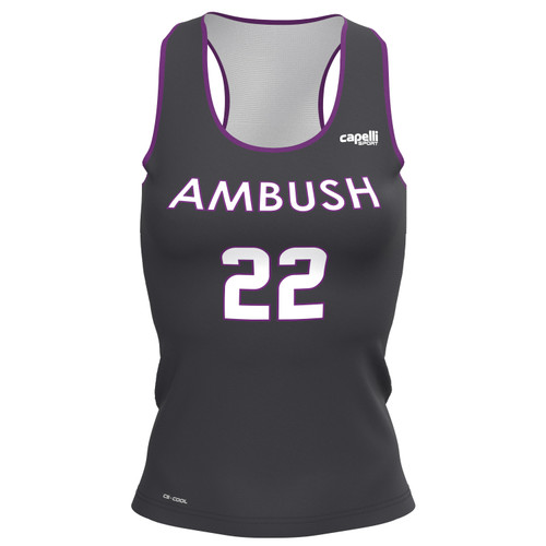 CHARLOTTE AMBUSH FH PRO RACERBACK FH GAME JERSEY DARK GREY VIOLET WHITE -KIT