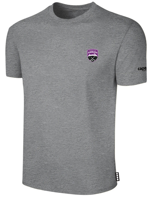 CHARLOTTE AMBUSH FH BASICS COTTON TEE CREST LEFT CHEST LIGHT HEATHER GREY BLACK