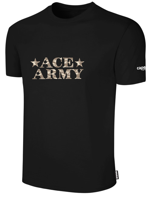 ACE VOLLEYBALL BASICS COTTON TEE CREST CENTER CHEST BLACK WHITE