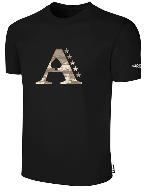 ACE VOLLEYBALL BASICS COTTON TEE CREST CENTER CHEST BLACK WHITE