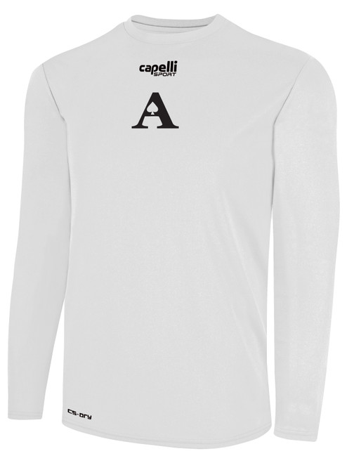ACE VOLLEYBALL BASICS CREW NECK LONG SLEEVE POLY TEE WHITE