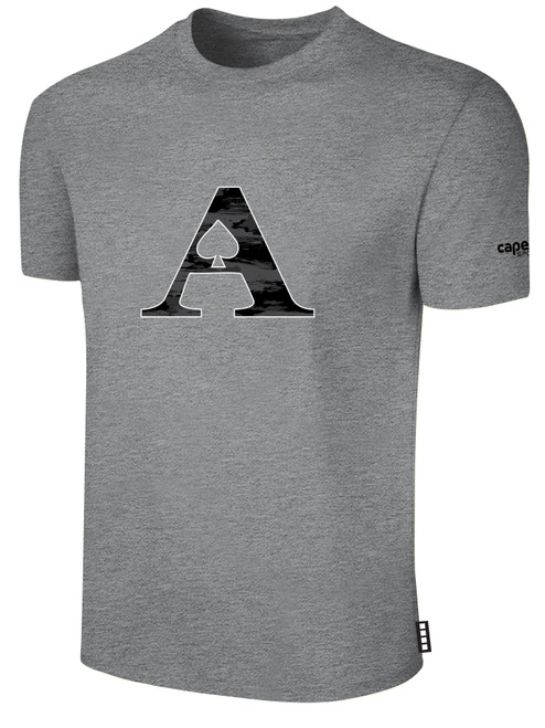 ACE VOLLEYBALL BASICS COTTON TEE CREST CENTER CHEST LIGHT HEATHER GREY BLACK
