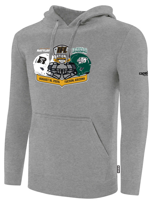 IFL FAN SHOP BASICS FLEECE PULLOVER HOODIE CREST ON WEARERS CENTER CHEST LIGHT HEATHER GREY BLACK