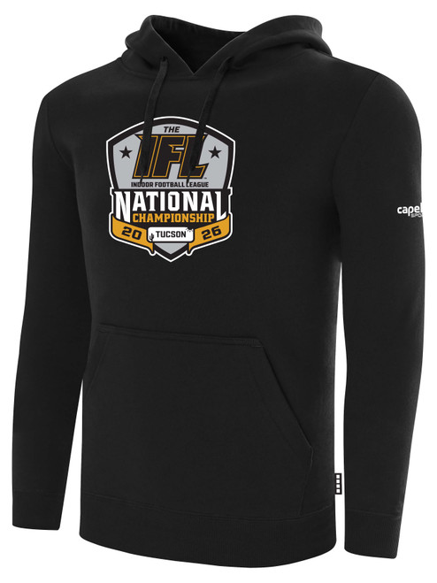 IFL FAN SHOP BASICS FLEECE PULLOVER HOODIE CREST ON WEARERS CENTER CHEST BLACK WHITE