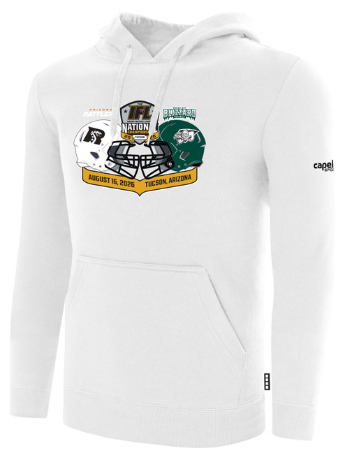 ARIZONA RATTLERS IFL BASICS FLEECE PULLOVER HOODIE CREST ON WEARERS CENTER CHEST WHITE BLACK