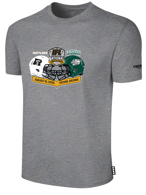 ARIZONA RATTLERS IFL BASICS COTTON T-SHIRT CREST ON WEARERS CENTER CHEST LIGHT HEATHER GREY BLACK