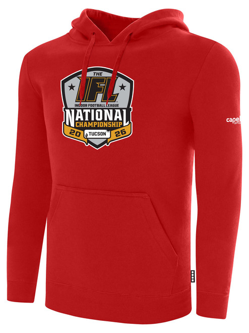 ARIZONA RATTLERS IFL BASICS FLEECE PULLOVER HOODIE CREST ON WEARERS CENTER CHEST RED WHITE
