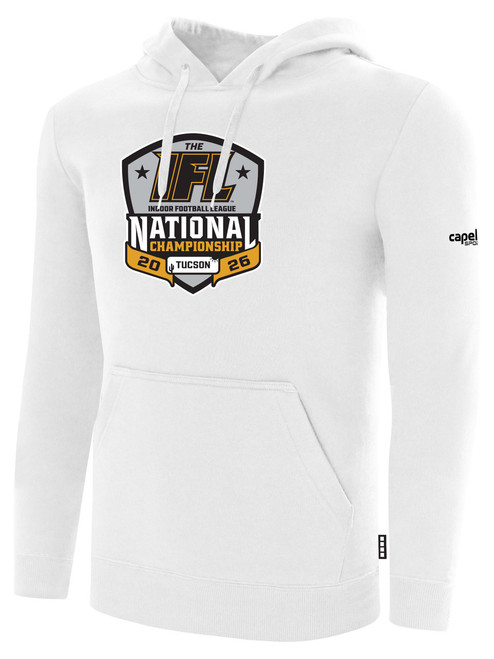ARIZONA RATTLERS IFL BASICS FLEECE PULLOVER HOODIE CREST ON WEARERS CENTER CHEST WHITE BLACK