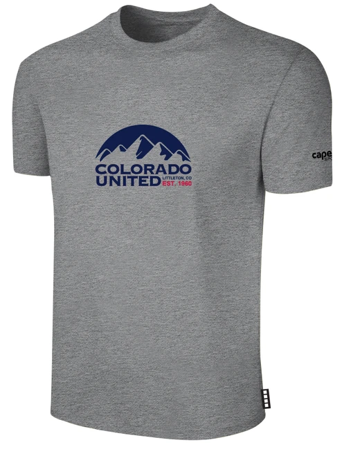 COLORADO UNITED BASICS COTTON TEE CREST ON WEARER'S CENTER CHEST LIGHT HEATHER GREY BLACK