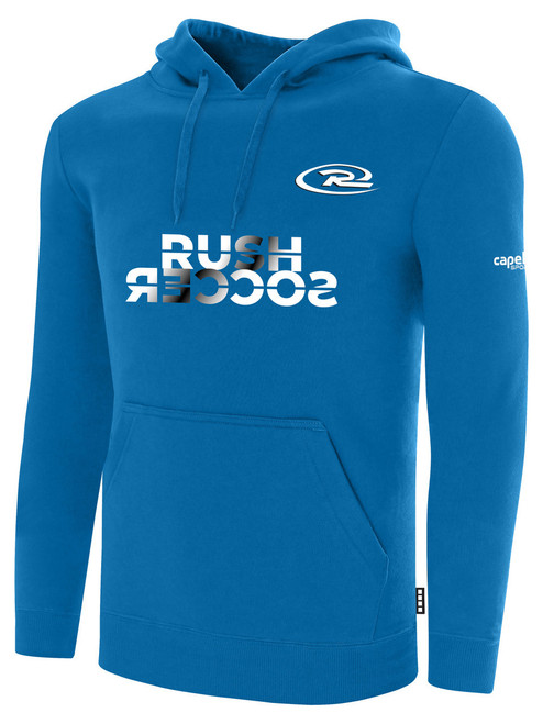 VIRGINIA RUSH BASICS FLEECE HOODIE LOGO IN WHITE ON WEARERS LEFT CHEST CAPELLI SPORT BLUE WHITE