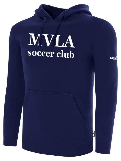 MVLA BASICS FLEECE PULLOVER HOODIE NAVY WHITE
