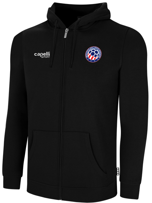 USASA BASICS FULL ZIP FLEECE HOODIE BLACK WHITE